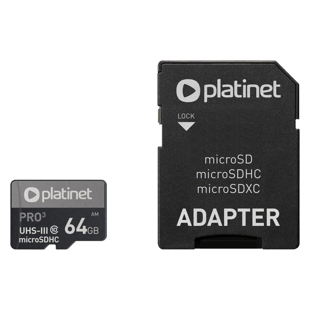 Platinet PMMSDX64UIII memory card MicroSDXC UHS-III (64 GB, microSDXC, U3, UHS-III) (PMMSDX64UIII)