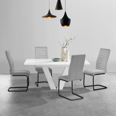 Esstisch OTTO HOME "Elbach", weiß, B:160cm H:76cm, Tische, Esstisch, Hochglanz weiß, Ausziehtisch 120-160 cm, Esszimmer