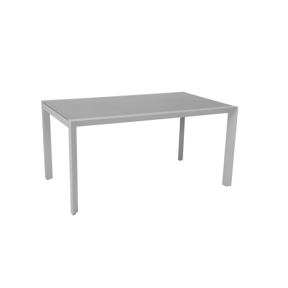 Greemotion Tisch Stockholm aus Aluminium, 210 x 75 x 100 cm, Tischfläche aus 8 mm mattem Sicherheitsglas, rechteckiger Gartentisch in grau