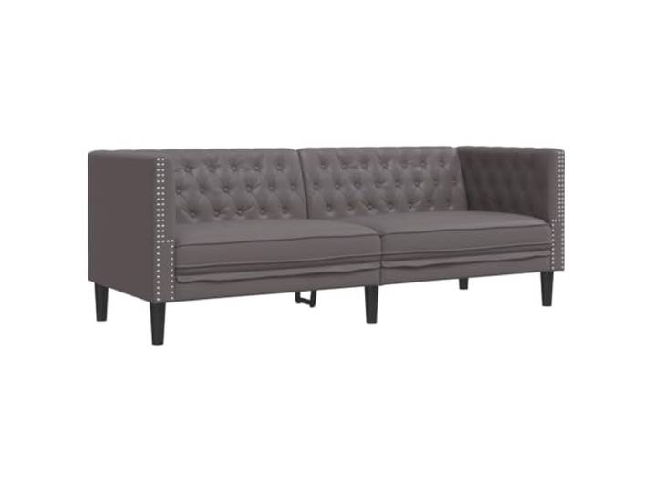 vidaXL Chesterfield-Sofa 3-Sitzer Grau Kunstleder