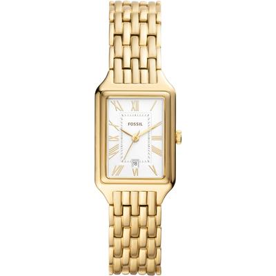 Quarzuhr FOSSIL "RAQUEL", gold (goldfarben, silberfarben, silberfarben), Armbanduhren, Damen, goldfarben, Quarzuhr, Armbanduhr, Damenuhr, Edelstahlarmband, analog, Tag