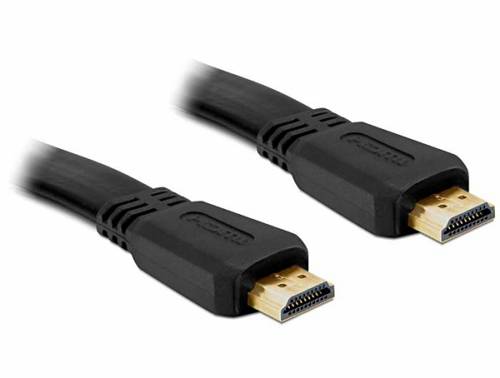 Delock HDMI Anschlusskabel HDMI-A Stecker 5m Schwarz 82672 flach HDMI-Kabel
