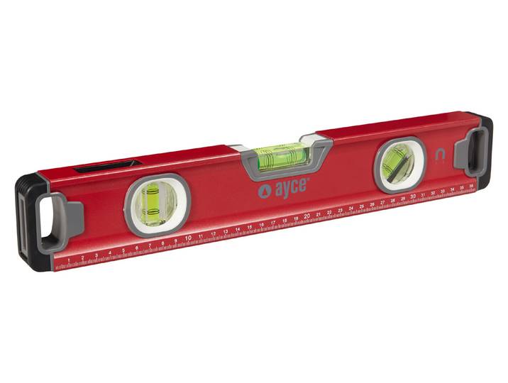 Ayce Wasserwaage Grau-Schwarz-Rot 40 cm