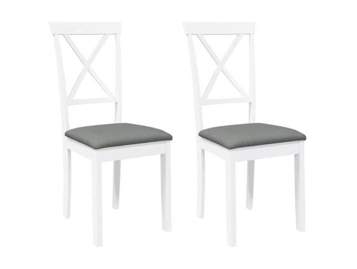 fsahslih 2er Set Esszimmerstühle Weiß Massivholz Küchenstühle mit Kissen Ergonomische Rückenlehne und gepolsterte Sitzfläche für entspannte Stunden im Essbereich und modernen Wohnzimmer.
