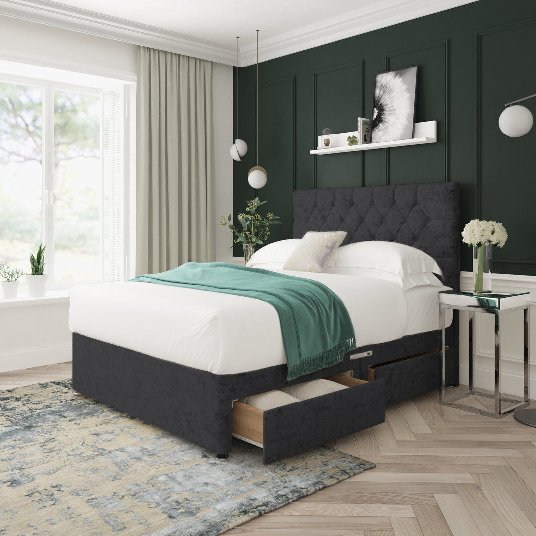 JC Beds Ltd. Upholstered Divan Bed Black Kingsize (5')