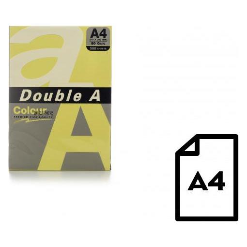 Double A Farbiges Papier, 80 g, A4, 500 Blatt, Butter (A4, 500 Blätter, 80 g/m²) (DA-Butter)