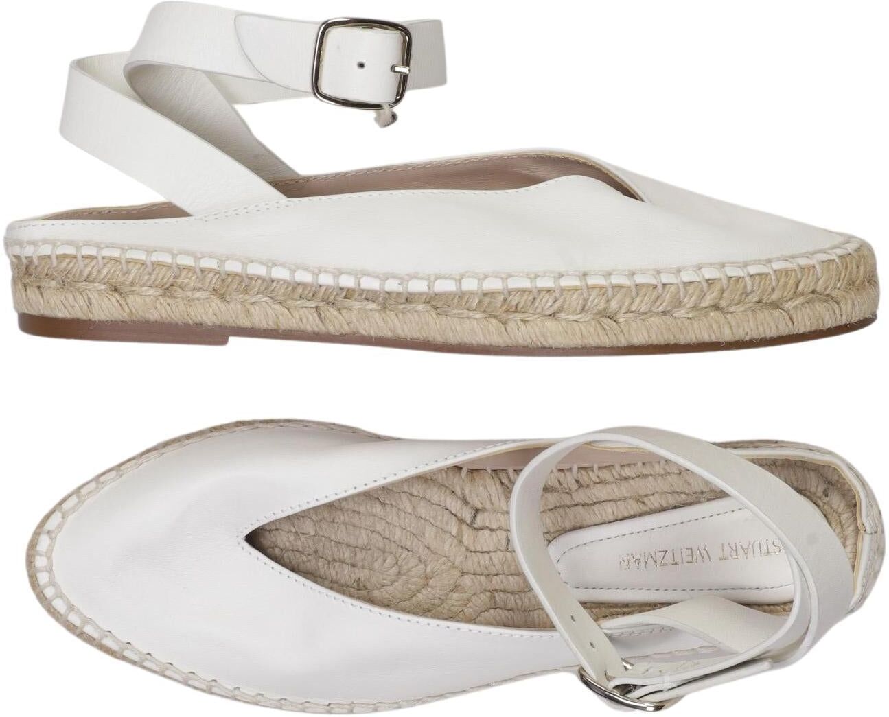 Stuart Weitzman Damen Ballerina, Weiß, Gr. EU 36, Leder - Second Hand