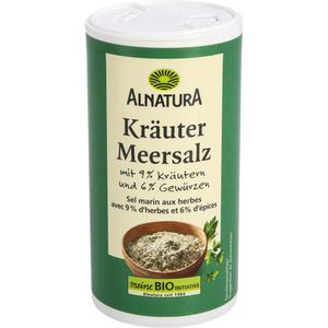Alnatura Salz Kräuter Meersalz, im Streuer, unraffiniert, BIO, feines Meersalz, mit Kräutern und ohne Rieselhilfe, 200 g