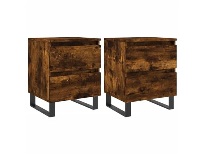 GHVBNMF Nachttische 2er Set Räuchereiche 40x35x50 cm Nachtschrank Kompakte Beistelltische mit 2 Schubladen fürs Schlafzimmer. Bieten praktischen Stauraum direkt neben dem Bett.