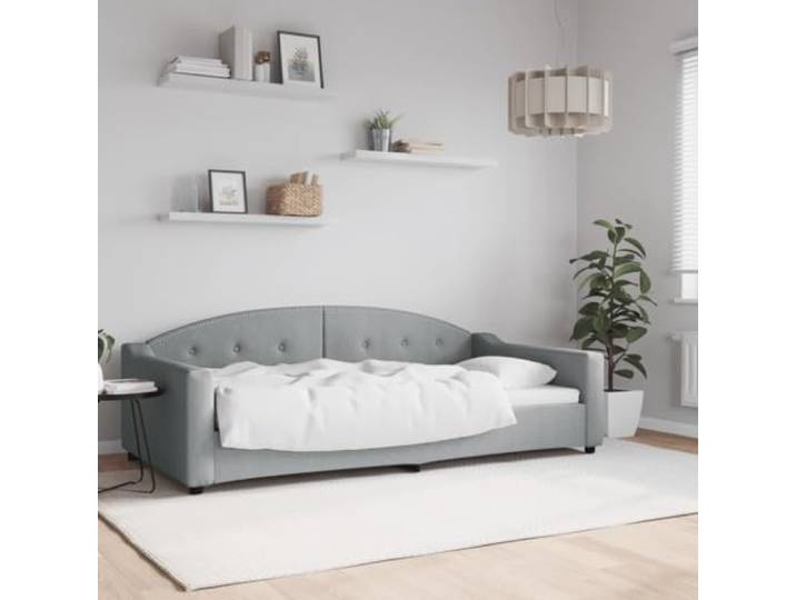 YUOTYRKTEJRSG 2 in 1 Schlafsofa Stoff Tagesbett Grau 100x200 cm Tagesbett Hellgrau 100x200 cm Stoff Schlafsofa mit Metallgestell Gästebett 2-in-1 Sofabett Modern