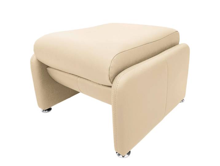 Livetastic Hocker, Beige, Metall, Echtleder, Rindleder, rechteckig, 62x42x60 cm, Made in EU, Lederauswahl, Wohnzimmer, Sessel, Hocker, Sitzhocker