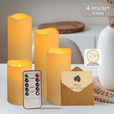 Uplift Treasures Waterproof LED Flameless Candle Light Set For Home Decor 4pcs