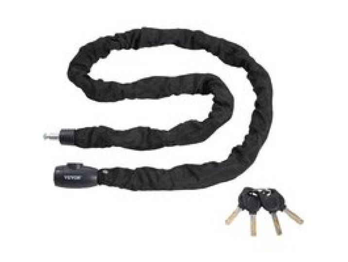VEVOR Antivol de chaîne de vélo, 1,8 m, antivol de sécurité pour vélo, en acier métallique robuste, avec 4 clés, antivol de haute sécurité, pour bicyclette, moto, scooter, porte, clôture, 10 mm, noir