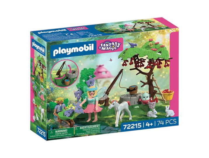 Jardin féérique avec bébé licorne