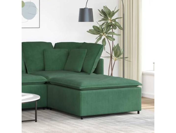 Modularer Fußhocker Dunkelgrün 100x100x48 cm mit Cordstoff und Metallrahmen Cordstoff Polsterung, Schaumstofffüllung, stabiler Metallrahmen, Textilene Sitzfläche, modulares Kombinieren