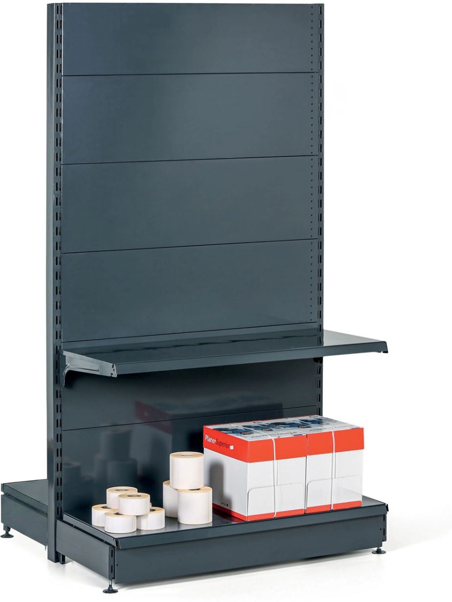 B2B Partner Verkaufsregal beidseitig, volle Wände, 2200 x 1000 x 900 mm, Grundregal, Anthrazit