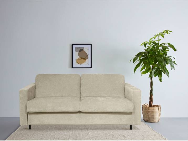 Schlafsofa GOODPRODUCT Virming , braun (latte), B:188cm H:90cm T:98cm, 100% Polyester, Sofas, Schlafsofa, Dauerschlaf-Funktion mit Unterfederung und Matratze