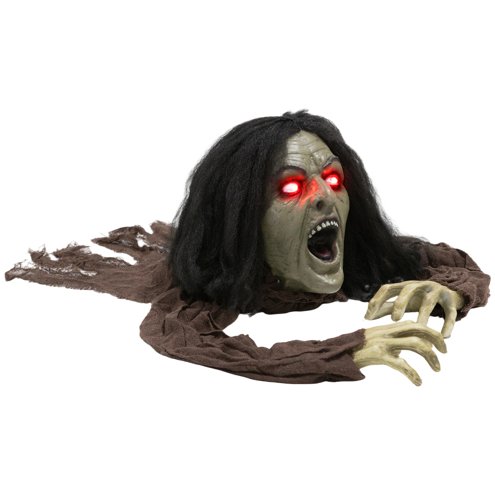 Outsunny Kruipende Zombie Decoratie voor Halloween met Geluid en Licht, Batterijgevoed