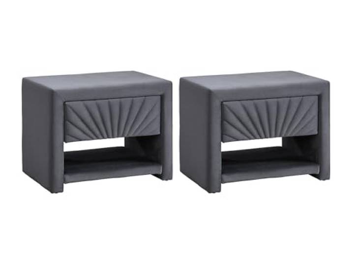Vente-unique - 2 Nachttische – 1 Schublade und 1 Nische – Samt – Grau Anthrazit – Ulami