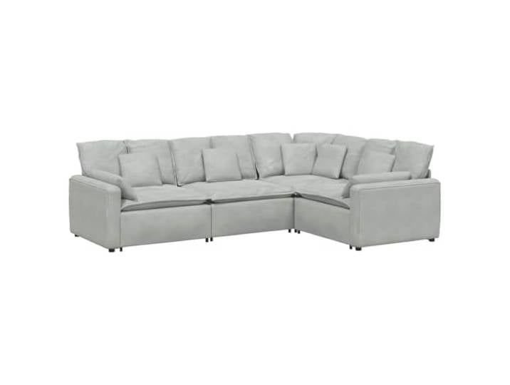Makastle Modulares Ecksofa mit Kissen Samt Hellgrau 317x217