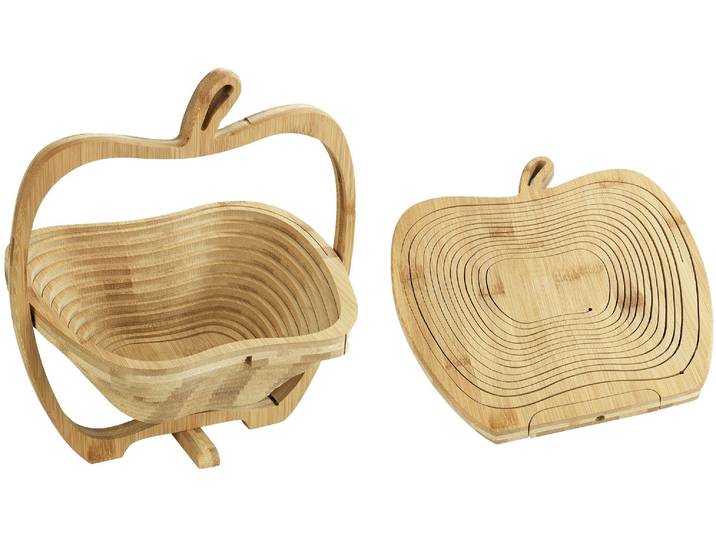 Obstschale MAXIMEX Modell Bambus , beige (natur), B:26,5cm H:30cm T:22,5cm, Bambus, Schüsseln, Obstschale, faltbarer Obstkorb, vielseitig nutzbar als Untersetzer & Schneidebrett