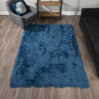 Addison Rugs Addison Aurora Deeply Complex Modern Blue Shag Area Rug