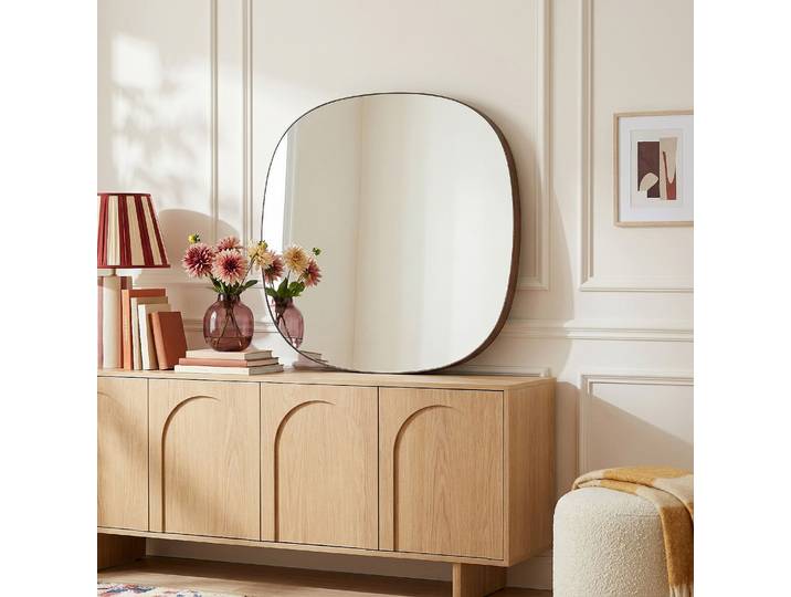 HABITAT - Miroir carré en chêne - 100 cm - Naturel foncé - Sirius