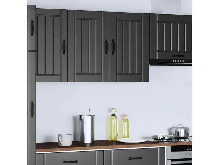 Meuble murale de cuisine - (1 PC) - Placard Suspendu - Lucca noir bois d'ingénierie 80x31x60 cm L221