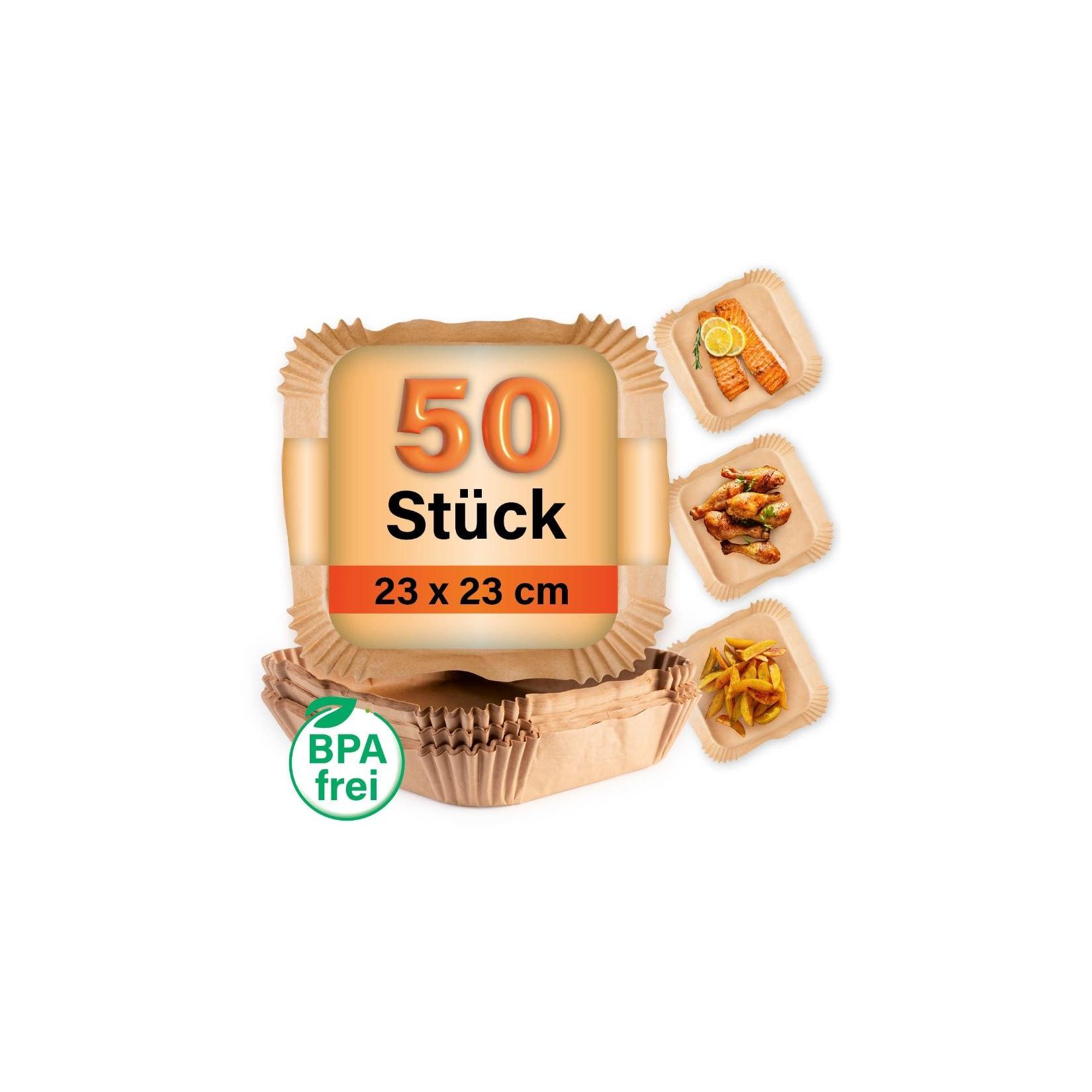 GOURMETmaxx Backpapier-Schalenfür Heißluft-Fritteusen 50er-Set 23x23x4,5cm braun