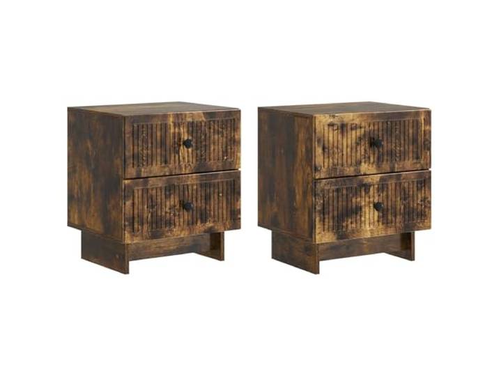 KDVXBCQJH 2er Set Nachttisch Geräucherte Eiche 43x34,5x47,5 cm Kommode Kompakter Beistelltisch für Schlafzimmer und Wohnzimmer mit 4 Schubladen für strukturierte Ordnung im Vintage Design.