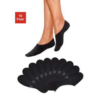 Füßlinge H.I.S "Damen und Herren Socken im Schuh nicht sichtbar", Damen, Gr. 39-42, schwarz, Baumwolle, Elasthan, Polyamid, unifarben, elastisch, Socken, weit ausgeschnitten