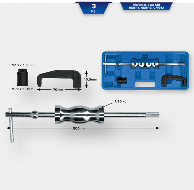 Brilliant Tools Jeu d’extracteurs d’injecteur, 3 pcs (BT551100)