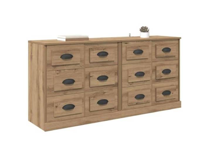 KTHLBRH Sideboards 2 Stück Eiche Handwerk 70 x 35,5 x 67,5 cm Mehrschichtiges Holz, 12 Schubladen, 60 kg Kapazität, leicht zu reinigen, Montage erforderlich