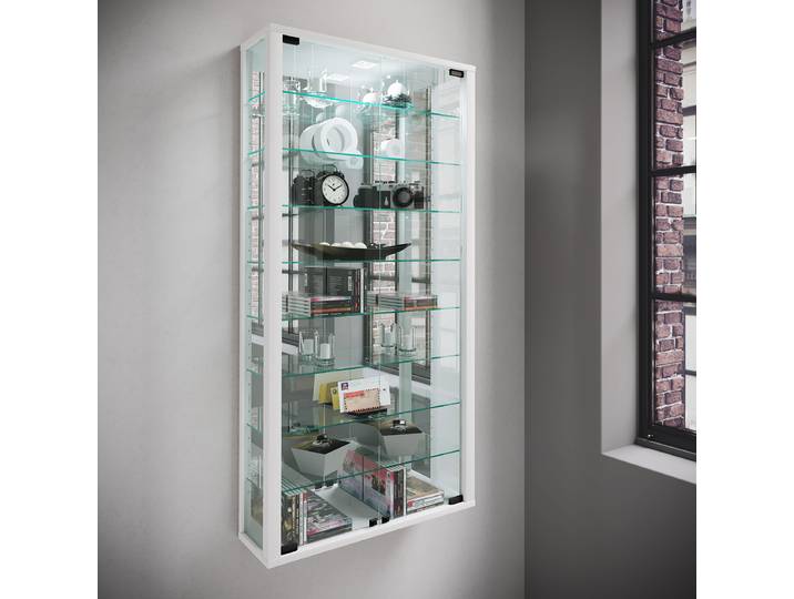 Vitrine suspendue Vitrosa - 59 cm 114cm Avec éclairage Blanc/Blanc