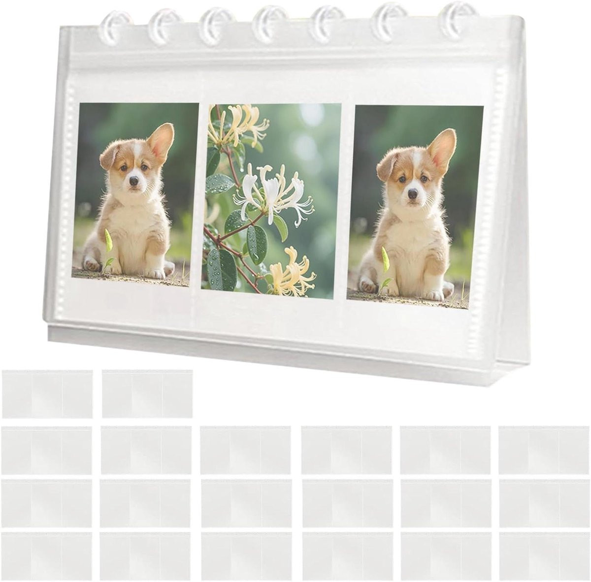 Bureau Fotoalbum Fotokaarten Houder met Verticale Kalender Display en 60 Foto Capaciteit