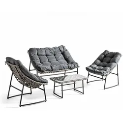 Oviala Business Gartenmöbel 4-Sitzer aus Metall und Harz grau