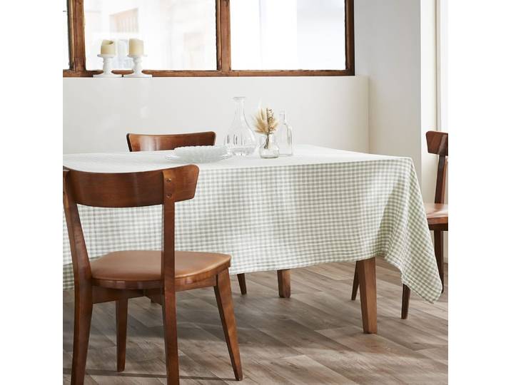 Nappe rectangle gaze de coton quadri eucalyptus 150x350 cm