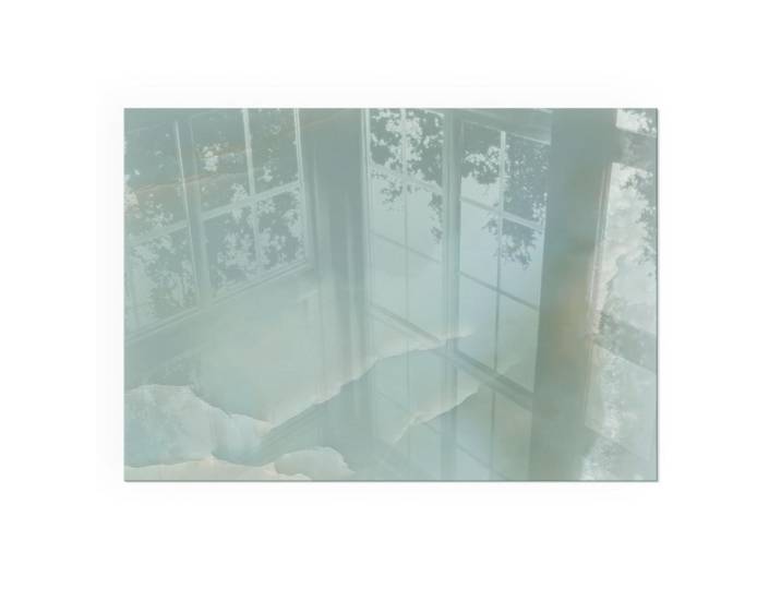 Tulup Kaminbodenplatte 100x70 cm - Zartes Marmormuster, Türkis, Glas, Rechteckig, 100x70x0.4 cm, Elektrogeräte, Heizgeräte, Elektrokamine
