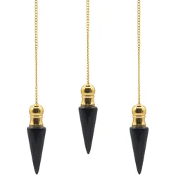 Secret Cavity Discovery of Truth Pendulum - Black Agate - Gold Plated