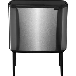 Brabantia Mülleimer zur Trennung mit Knopf, silber (31 62 27), Abfalleimer, Silber