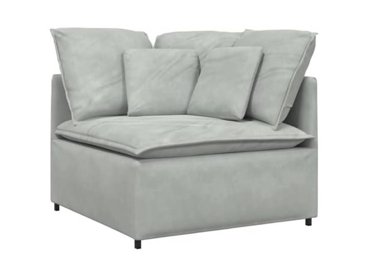 KTHLBRH Modulares Sofa aus Samt, Hellgrau, 300 cm Rahmen aus Metall, 3 Abschnitte, 16 Kissen, Montage erforderlich