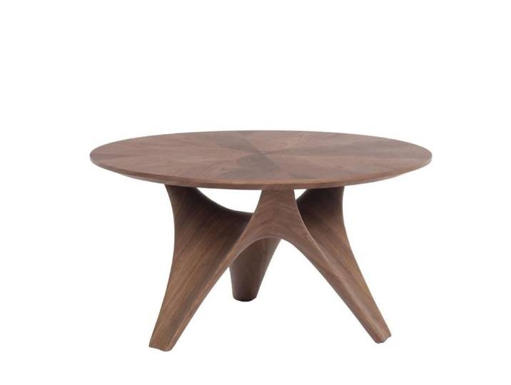 Table basse ronde en placage noyer Ø80 cm Bonnie - Amadeus