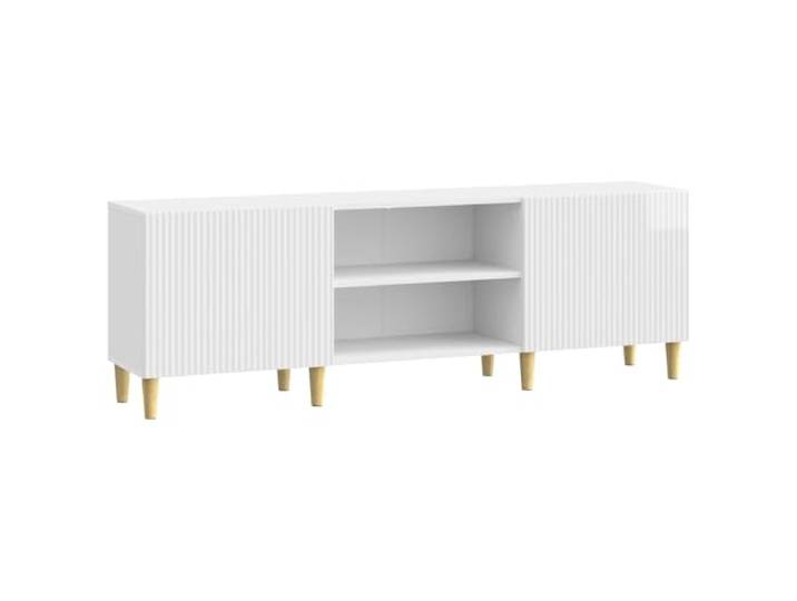 LMTYOENFG TV Schrank Hochglanz Weiß 150x31x50cm Holzwerkstoff Lowboard Modernes Lowboard im Wohnzimmer mit 2 Pendeltüren und verstellbaren Ablagen für Receiver, Konsolen und Zubehör.