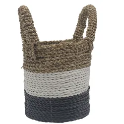 Seagrass Basket Set - Dark Grey / White / Natural