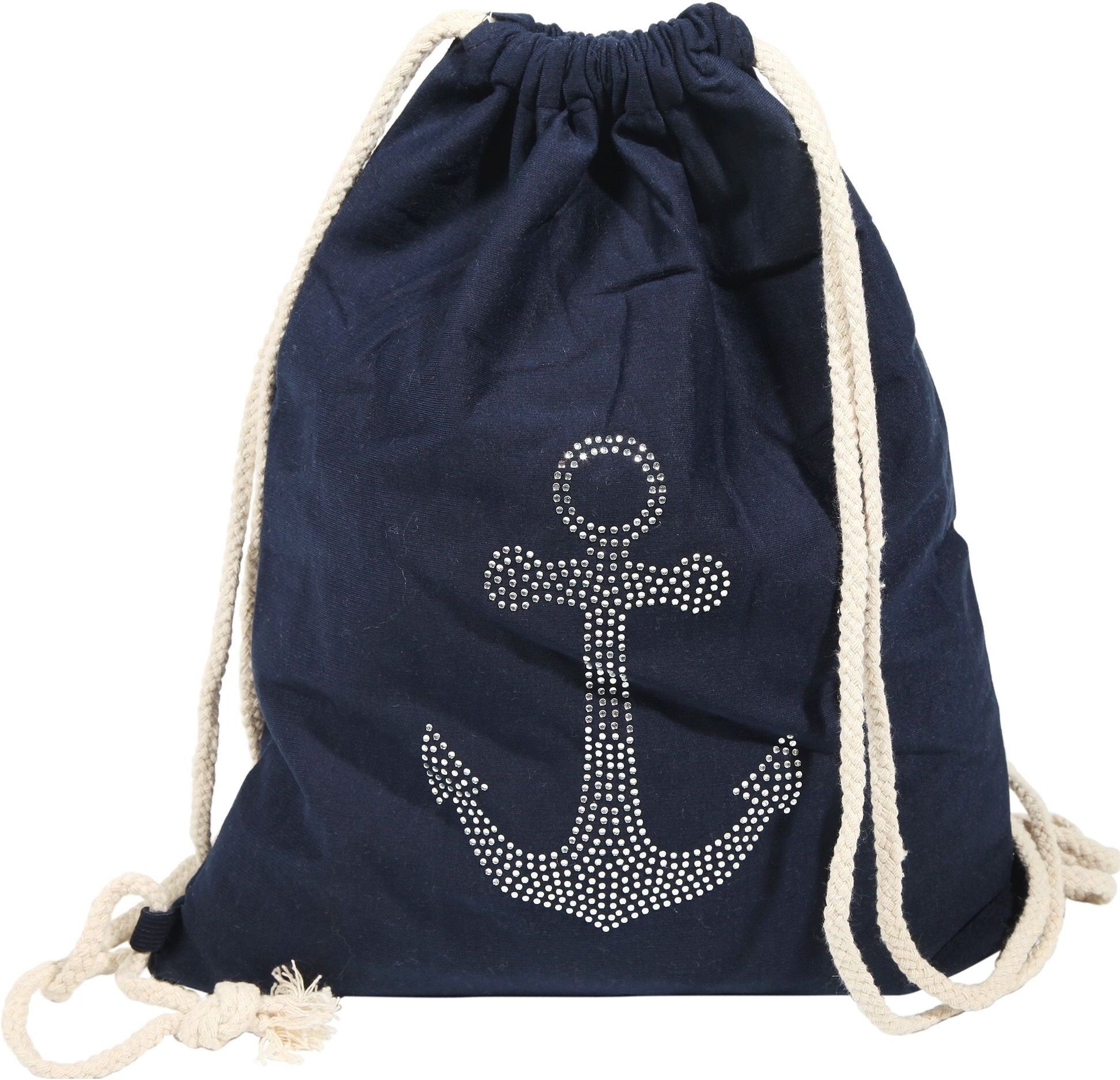Turnbeutel CHAM CHAM "Turnbeutel aus Textil, Anker mit Strass", blau, Textil, Taschen Turnbeutel