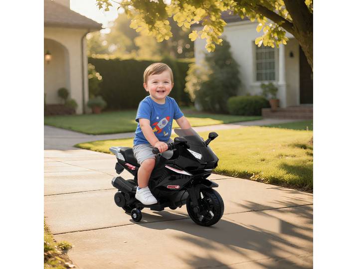 AIYAPLAY Moto Électrique Enfants 6V Noir avec Lumières et Sons