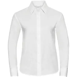 Russell Collection Klassische Oxford Bluse  Langarm, white, S