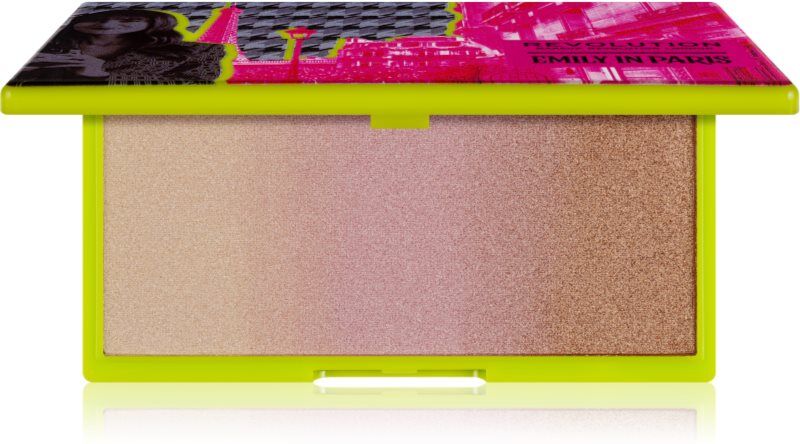 Revolution X Emily In Paris powder highlighter with metallic shimmer shade In The Spotlight 12 g