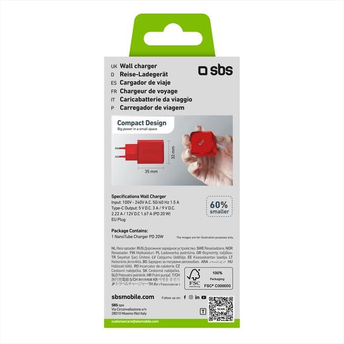 SBS Caricatore Da Muro Tetrgan1c20r-rosso