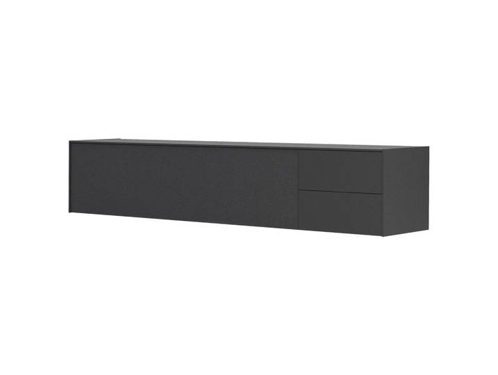 Carryhome Tv-Element, Schwarz, 2 Fächer, 2 Schublade(n) Schubladen, 258x50x50 cm, hängend, Wohnzimmer, TV Möbel, TV-Racks